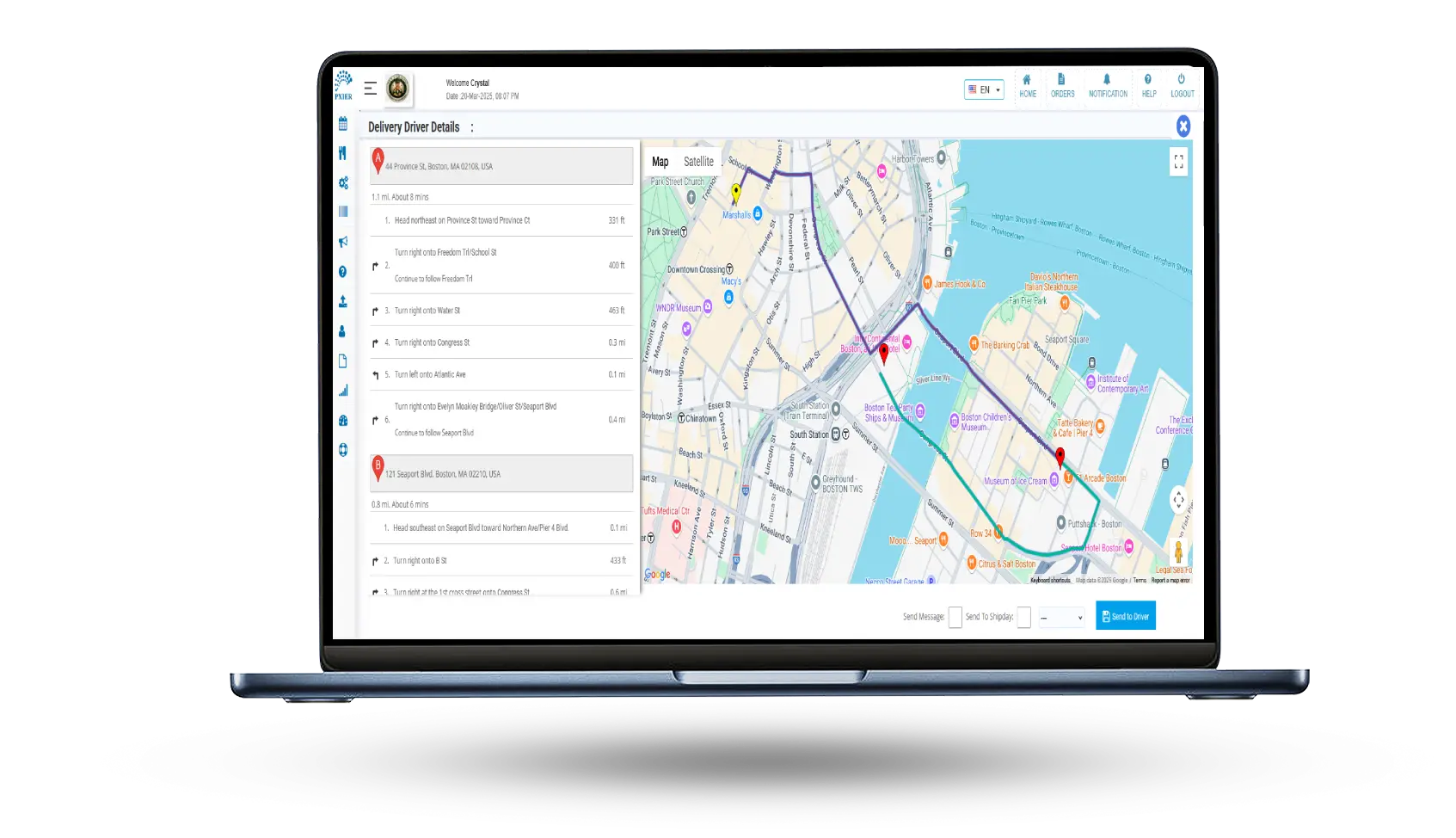 Delivery Pricing and Real-Time Driver Tracking