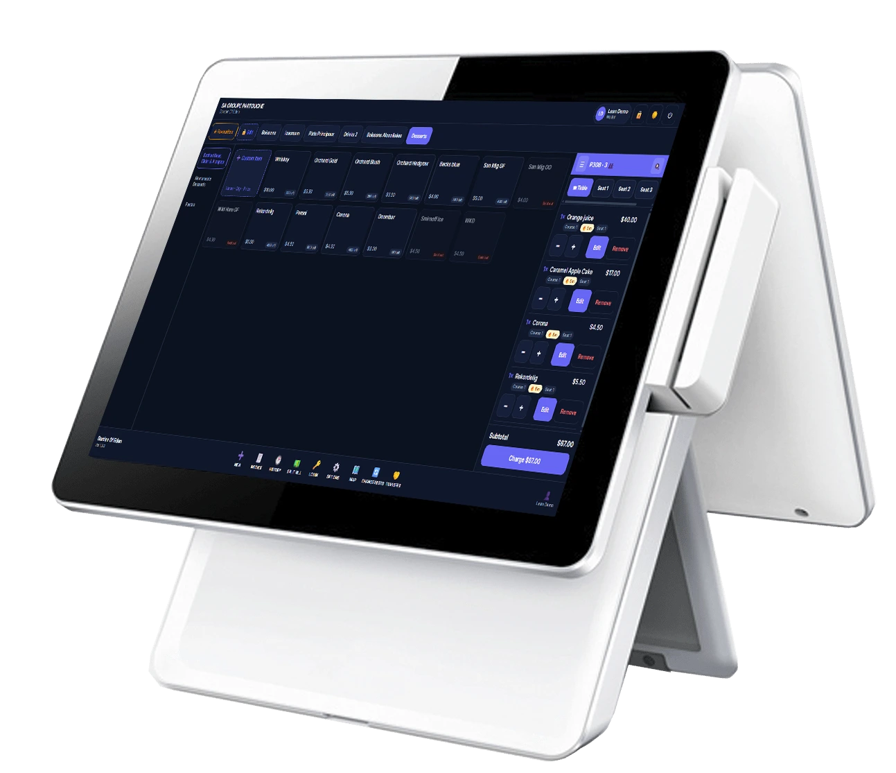Bestellbildschirm von Pxier Restaurant POS auf einem All-in-One-Terminal