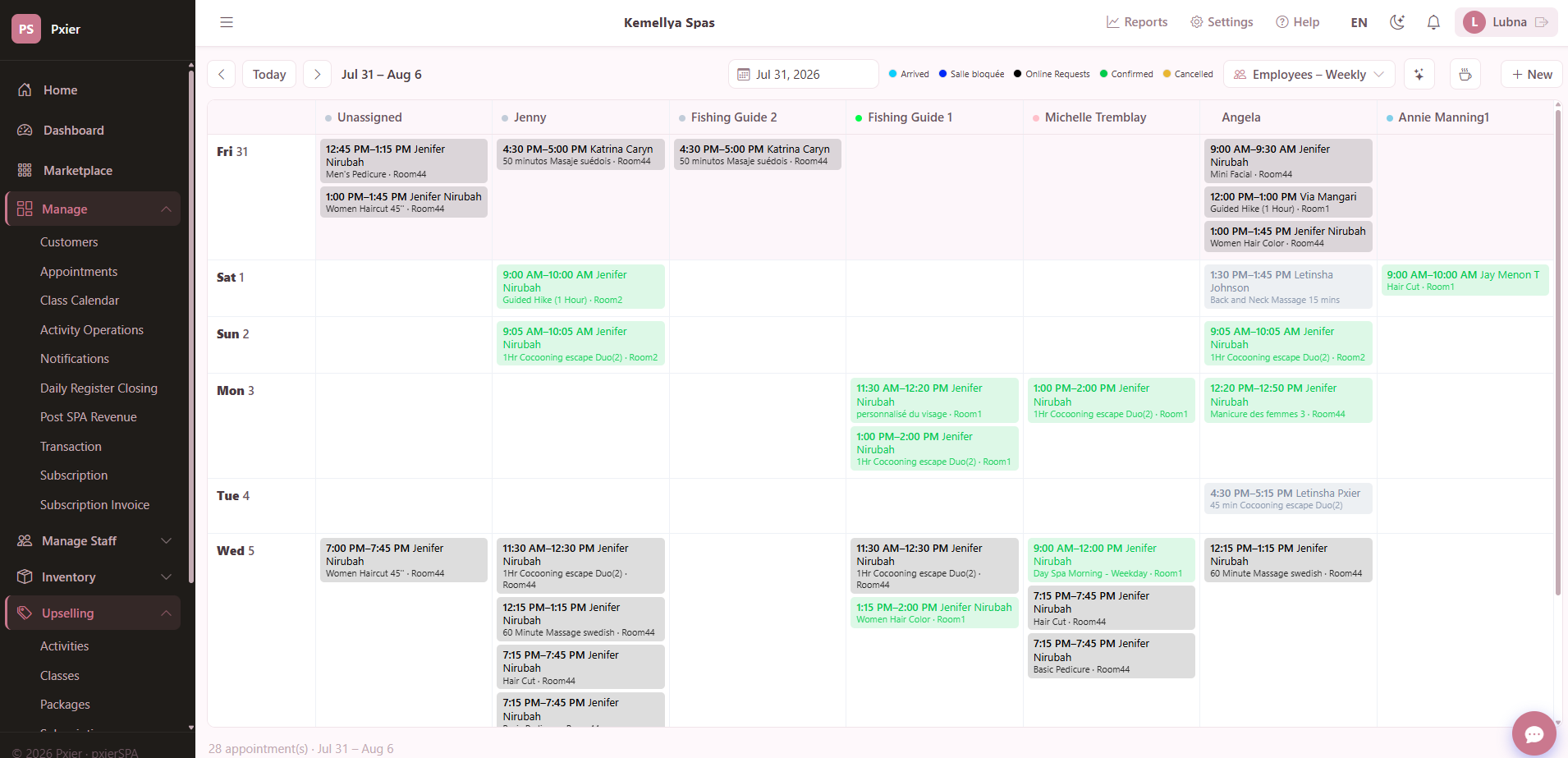 Salon appointment calendar
